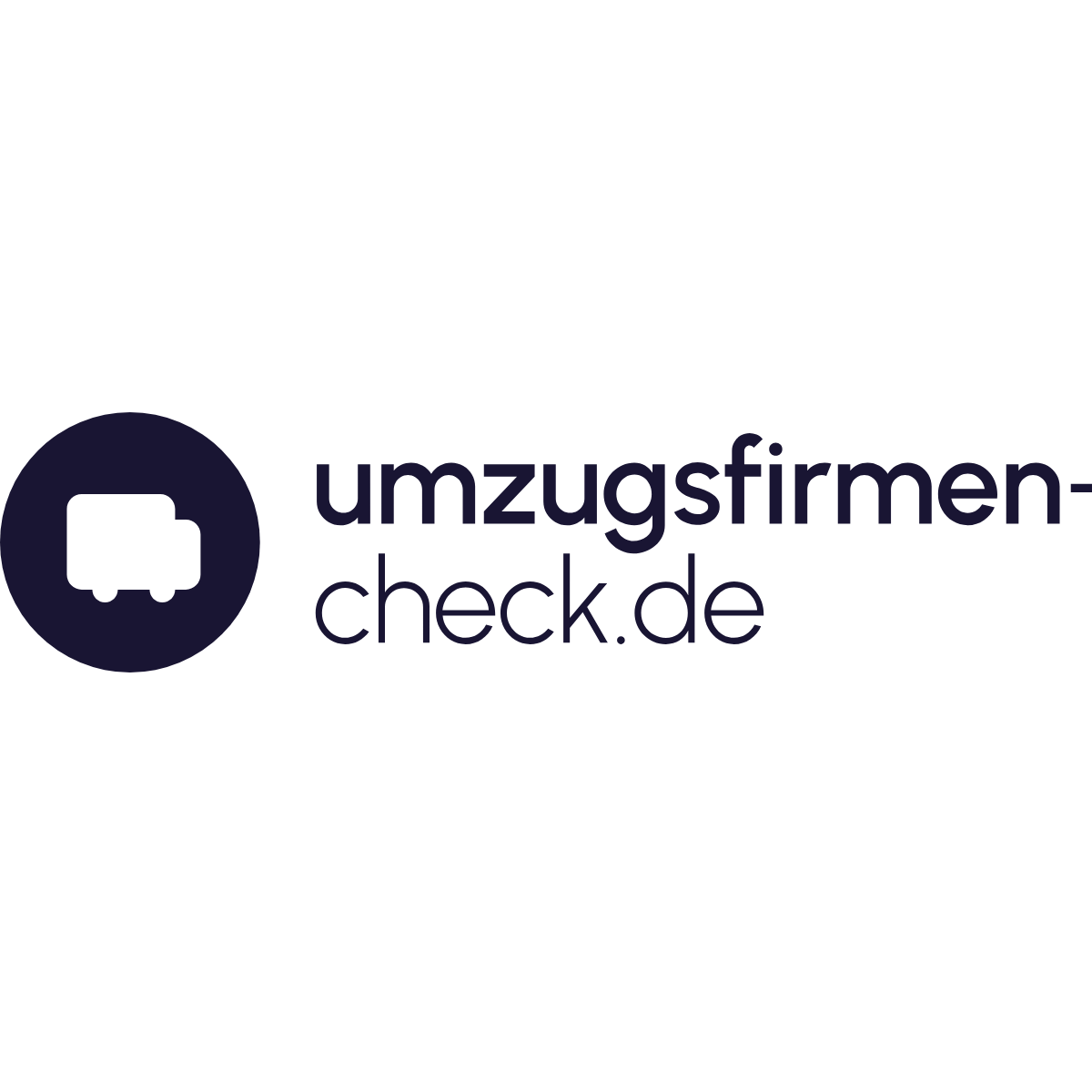 Logo von umzugsfirmen-check.de mit einem weißen Umzugswagen in einem dunkelblauen Kreis.