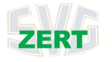 Grünes Wort "ZERT" vor gelbem, transparentem Hintergrund mit den Buchstaben "SVT"